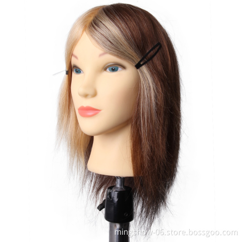 Human Hairdresser Training Head Practice Dye Hair 4 Different Color On One Head  Braided Dye Bleach Color Female Model